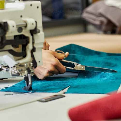 Cutting and sewing garments on the factory floor